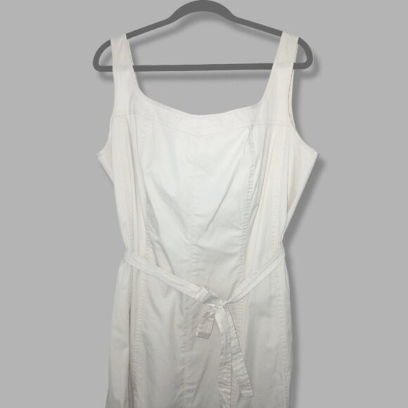 Talbots Shift Midi Dress Stretch Fit & Flare Tie Waist Hidden Back Zip Tan 18W - Picture 9 of 10